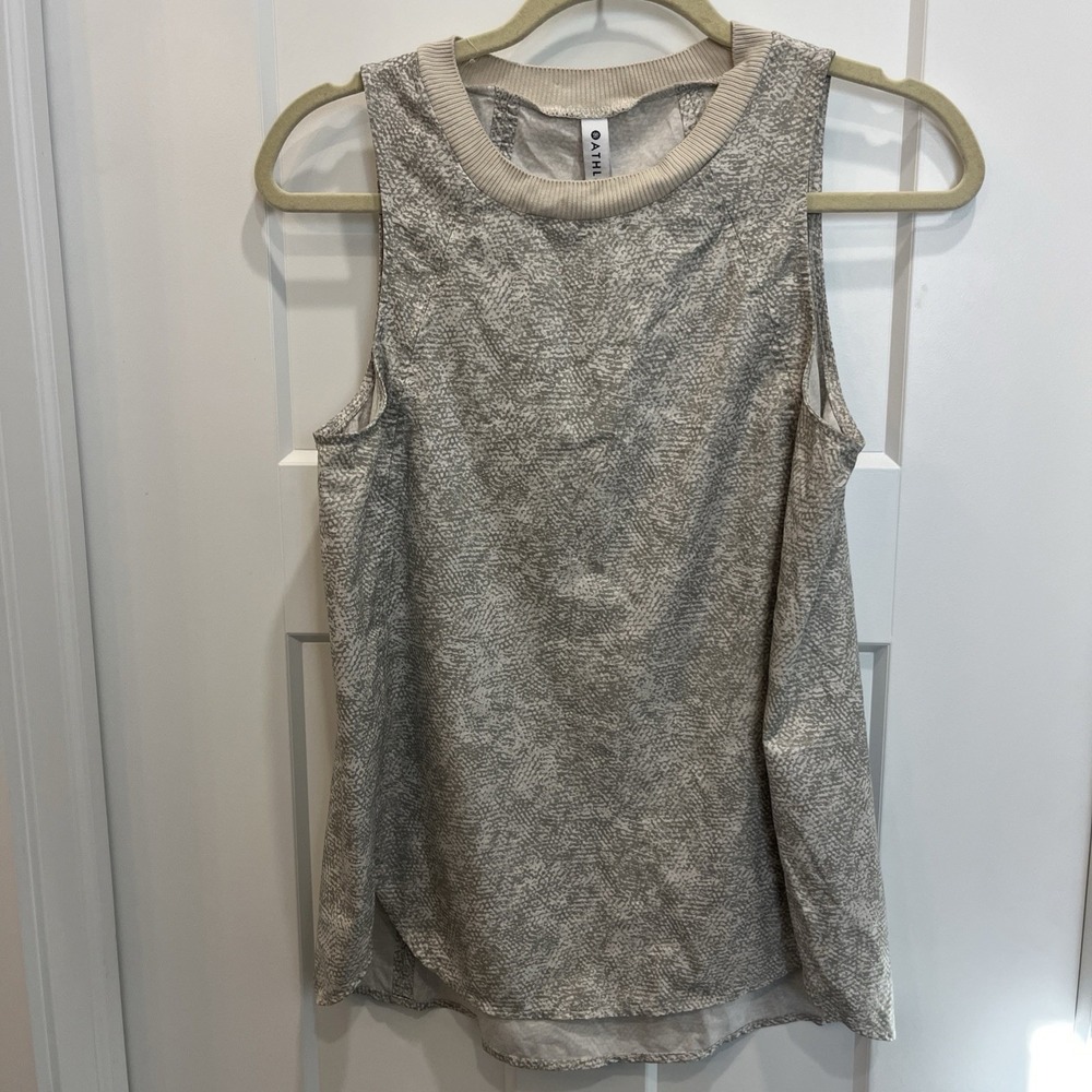 Athleta Women's Zephyr Print Neutral Reptile Flowy Athletic‎ Tank Size S Beige